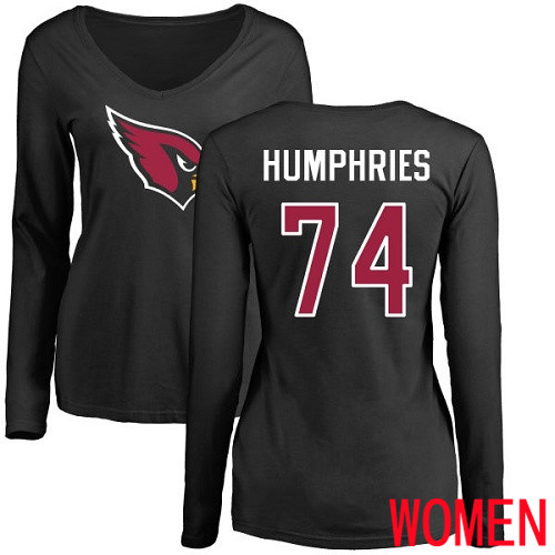 Arizona Cardinals Black Women D.J. Humphries Name And Number Logo NFL Football #74 Long Sleeve T Shirt